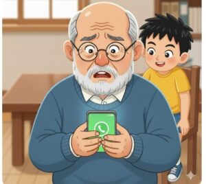 おじいちゃん電話アプリを見て番号を押すところがないと言ってる画像