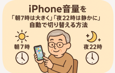 【ショートカット】iPhone音量を時間で自動調整する方法